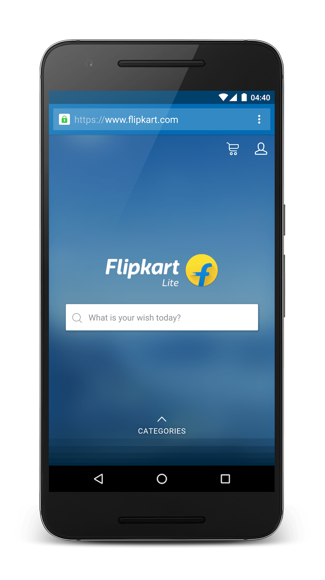 Period screenshot of Flipkart Lite PWA running on an Android phone.